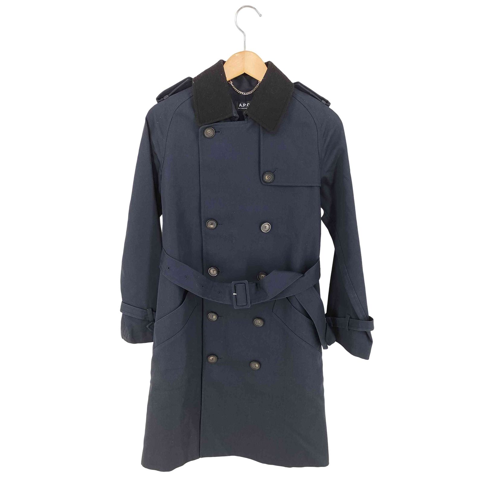 フランス製   A.P.C.   牛革レザー切替・メルトンコート   メンズXS フランス製 A.P.C. 牛革レザー切替・メルトンコート メンズXS