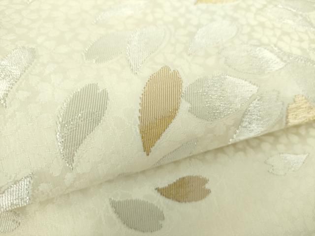 平和屋着物●九寸開き名古屋帯　舞桜　金銀糸　正絹　逸品　DAAY1193ps 平和屋着物○九寸開き名古屋帯 舞桜 金銀糸 正絹 逸品 DAAY1193ps