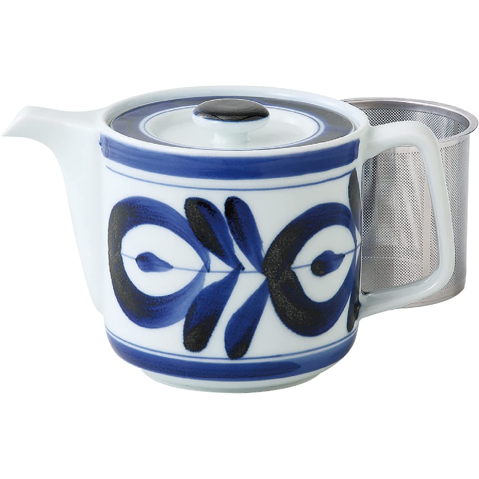 【人気商品】(スーパーステンレス 付 茶こし付) 茶漉し はさみやき 洗いやすい 食器 容量約550ml 紅茶 マジョリカ柄 お茶 大きい 緑茶 ポット 和食器 波佐見焼 日本製 西海陶器 60157