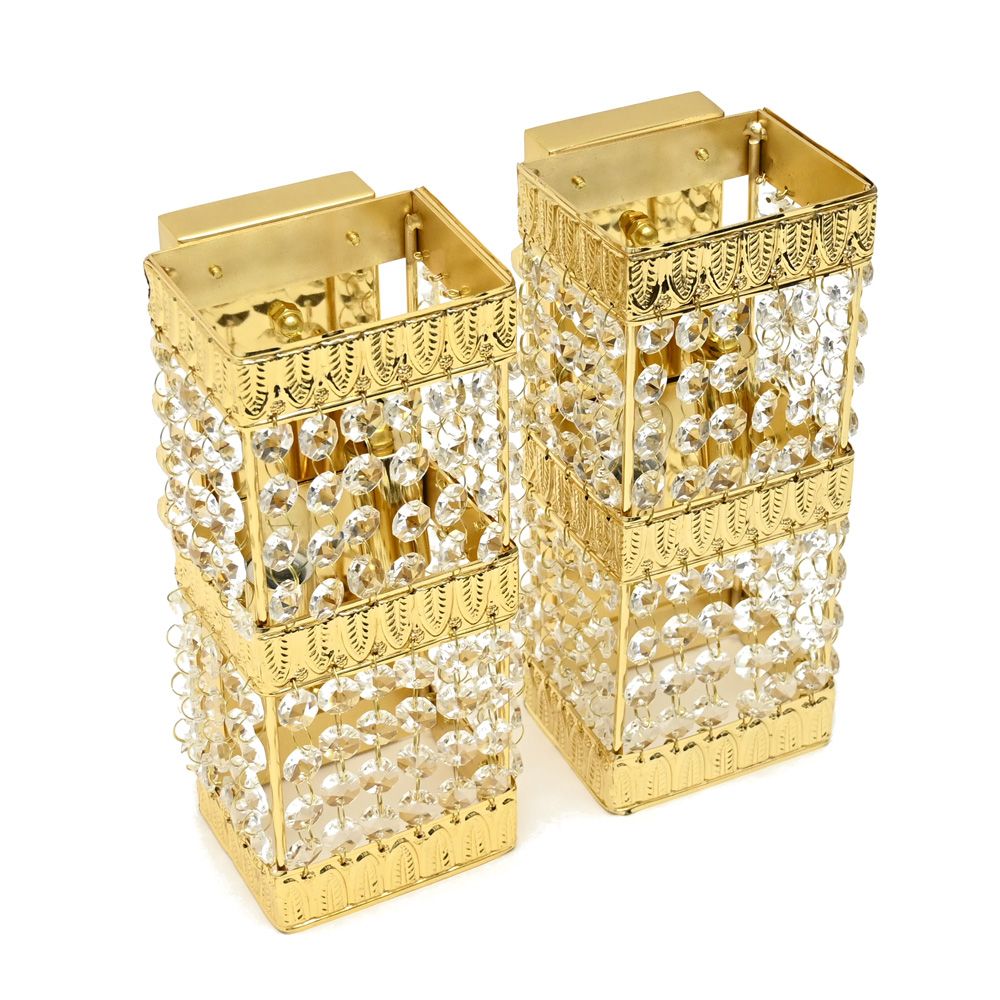 シャンデリア 壁掛け 2個セット ゴールドメッキ クリスタル デコトラ 観光バス アートトラック レトロ ナイアガラシャンデリア クリスタルビーズ