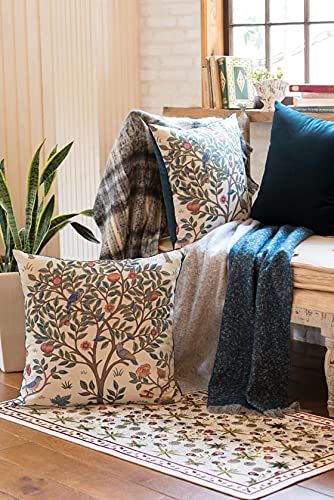 川島織物セルコン Morris Design Studio モリスデザインスタジオ 背当 クッションカバー ケルムスコットツリー ベージュ 60×60cm LL1722