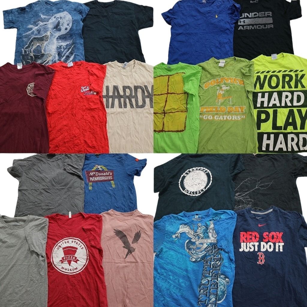 古着卸 まとめ売り カラーmix プリント 半袖Tシャツ 19枚 (メンズ XS /S /Ⅿ ) ナイキ 大判 アンダーアーマー アニマル ウルフ MS4431