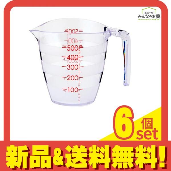 マーナ 目盛りが見やすい計量カップ K728CL クリア 500mL 6個セット