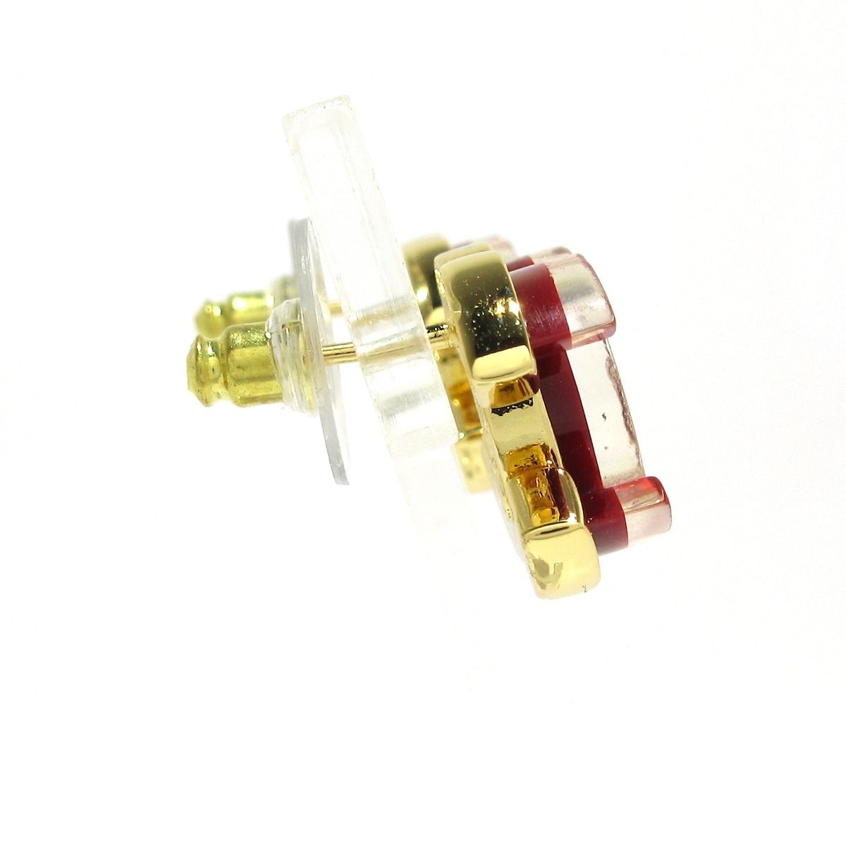 CHANEL シャネル ピアス ココマーク ゴールド×ボルドー×クリア