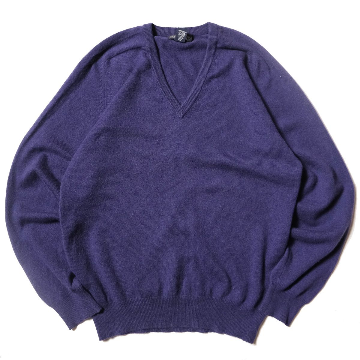 90's ランズエンド 100% カシミア Vネック ニットセーター 紫 (S