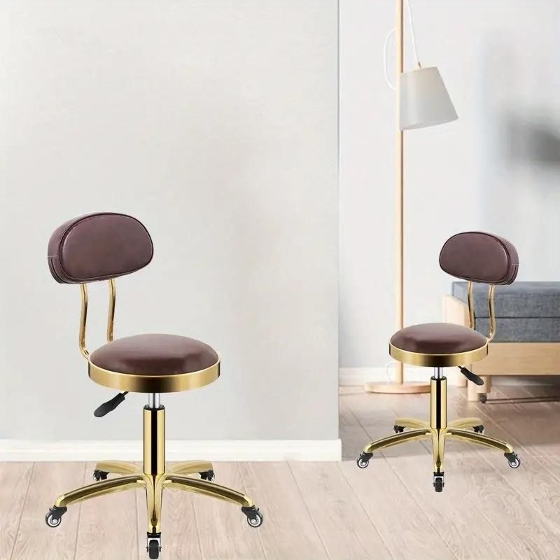 背もたれ付きスツール キャスター付き 椅子 チェア サロンチェア 丸椅子 レザー ゴールド脚 3 モダン シンプル リビング おしゃれ かわいい mhEA644