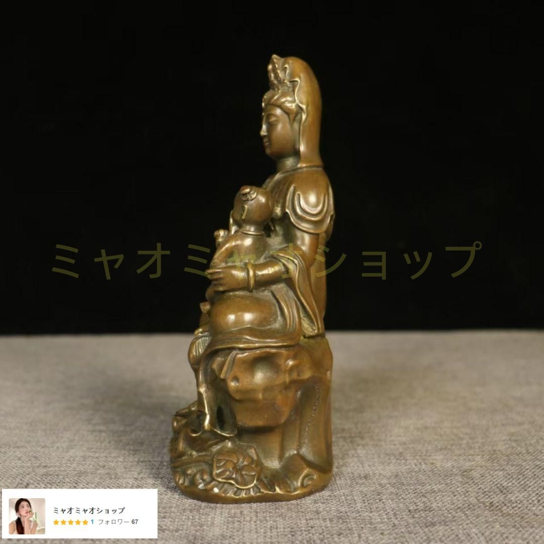銅器 仏教美術  送子観音菩薩   工芸品美術品 置物 仏教美術 仏像 送子観音菩薩銅像 銅製品 工芸 品置物 - メルカリ