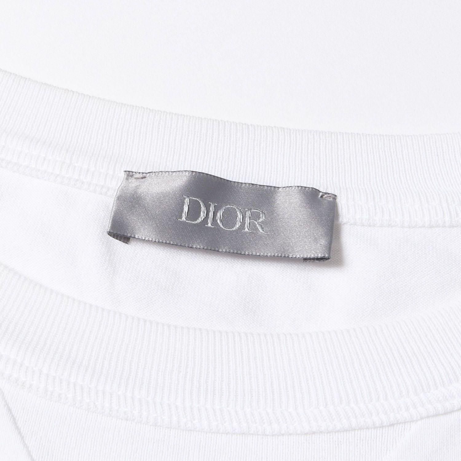 ディオール Dior☆Tシャツ ロゴ 刺繍 クルーネック リブ編み 綿 ディオール Dior☆Tシャツ ロゴ 刺繍 クルーネック リブ編み 綿
