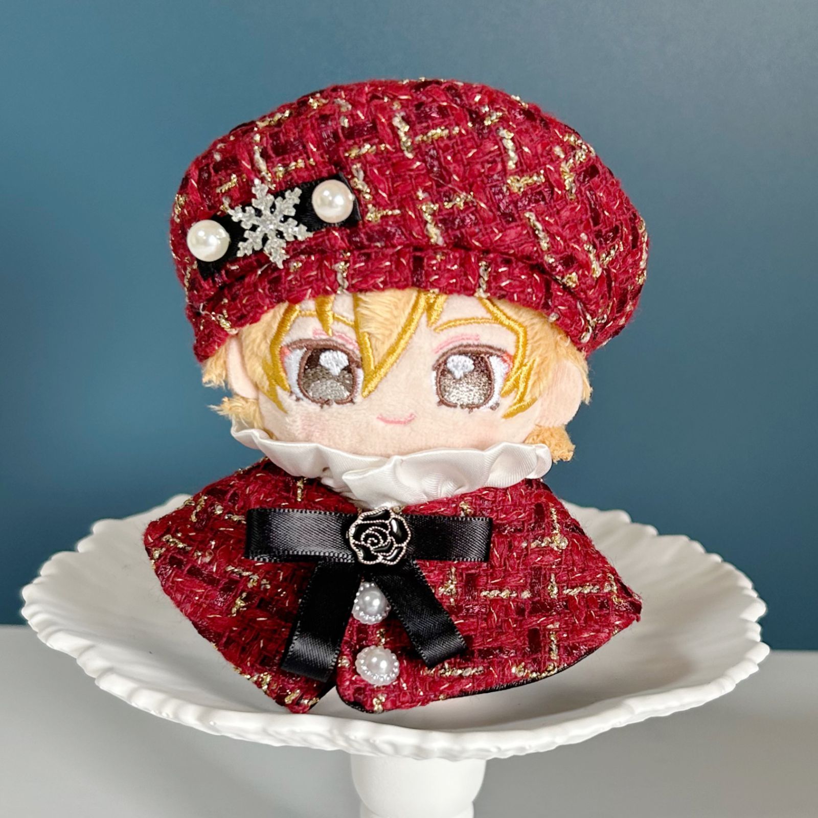 10cm 12cm ぬい服 ぬいぐるみ服 ハンドメイド ツイード ベレー帽