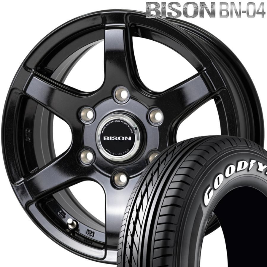 期間 ラジアル ホットスタッフ バイソン BN-04 BISON 15ｘ6.0 ＋44 6H 139.7 メタリックブラック ｘ４本 GY EAGLE 1 ナスカープラス 195 80R15