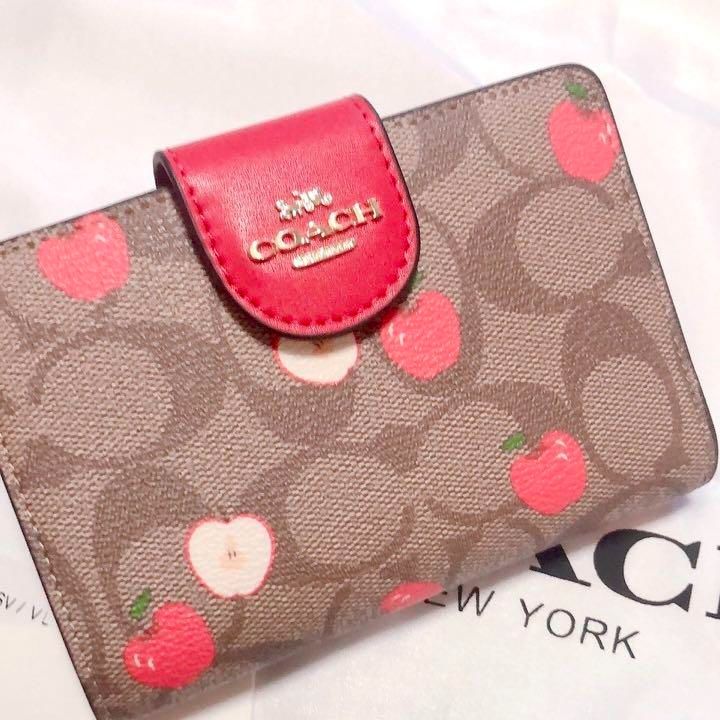 コーチCOACH 二つ折り財布 レディース リンゴ柄 C4117 折り財布