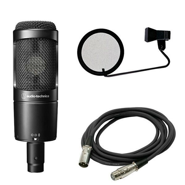 オーディオテクニカ audio-technica コンデンサーマイク AT2050 ポップガード PO-5S 3mケーブル セット
