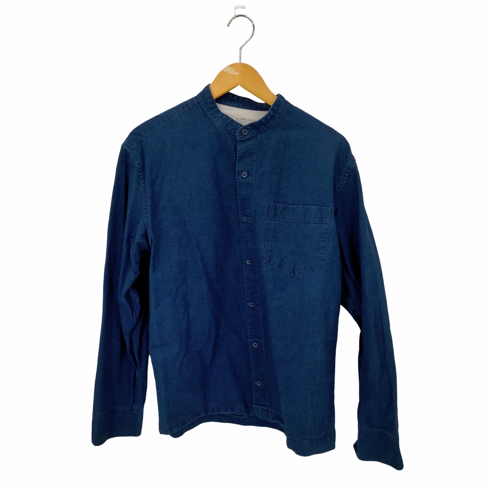 ムジルシリョウヒン 無印良品 インディゴ ノーカラー L/Sシャツ
