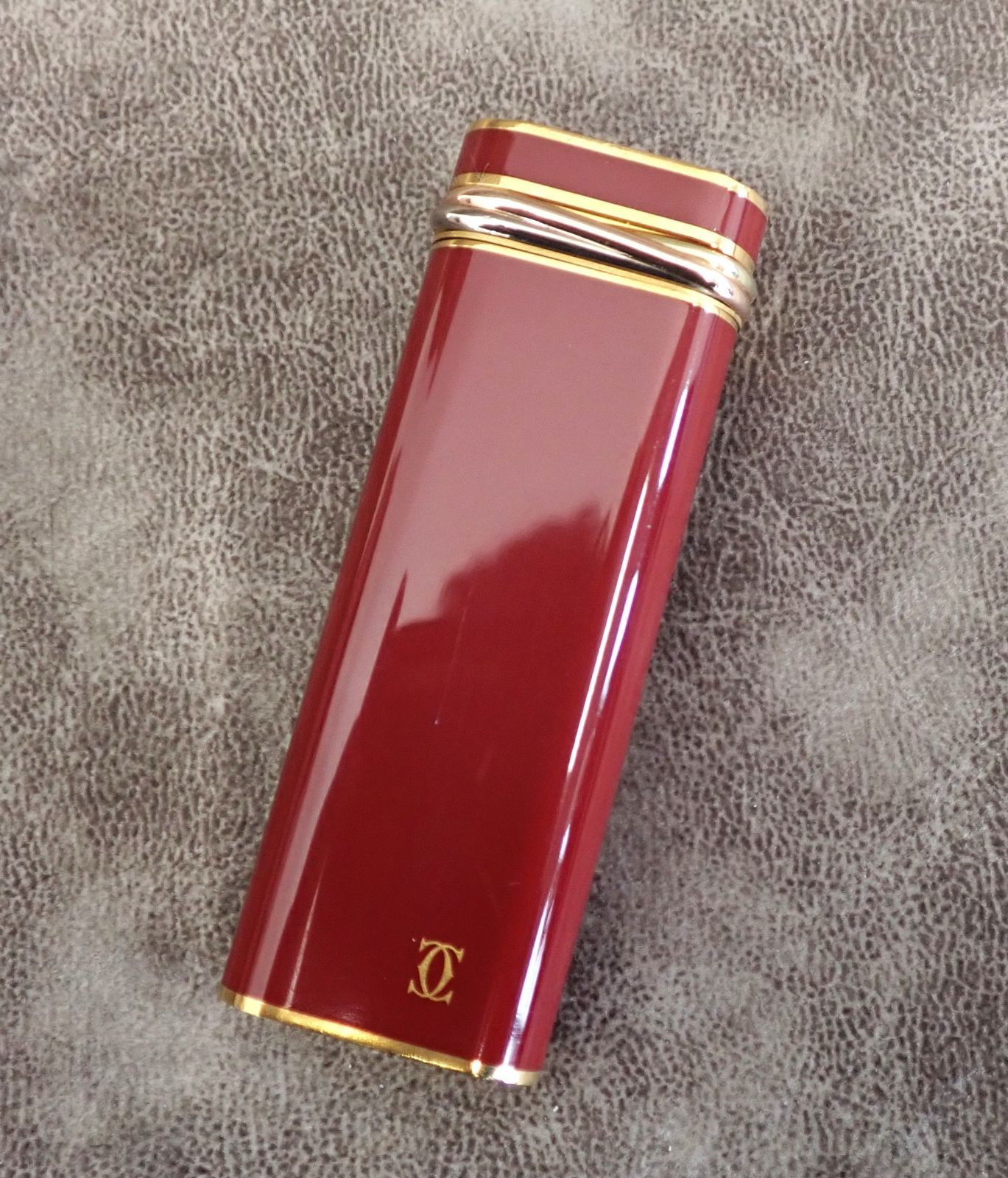 ✨ 【Cartier カルティエ ガスライター】ボルドー×トリニティ✨着火 