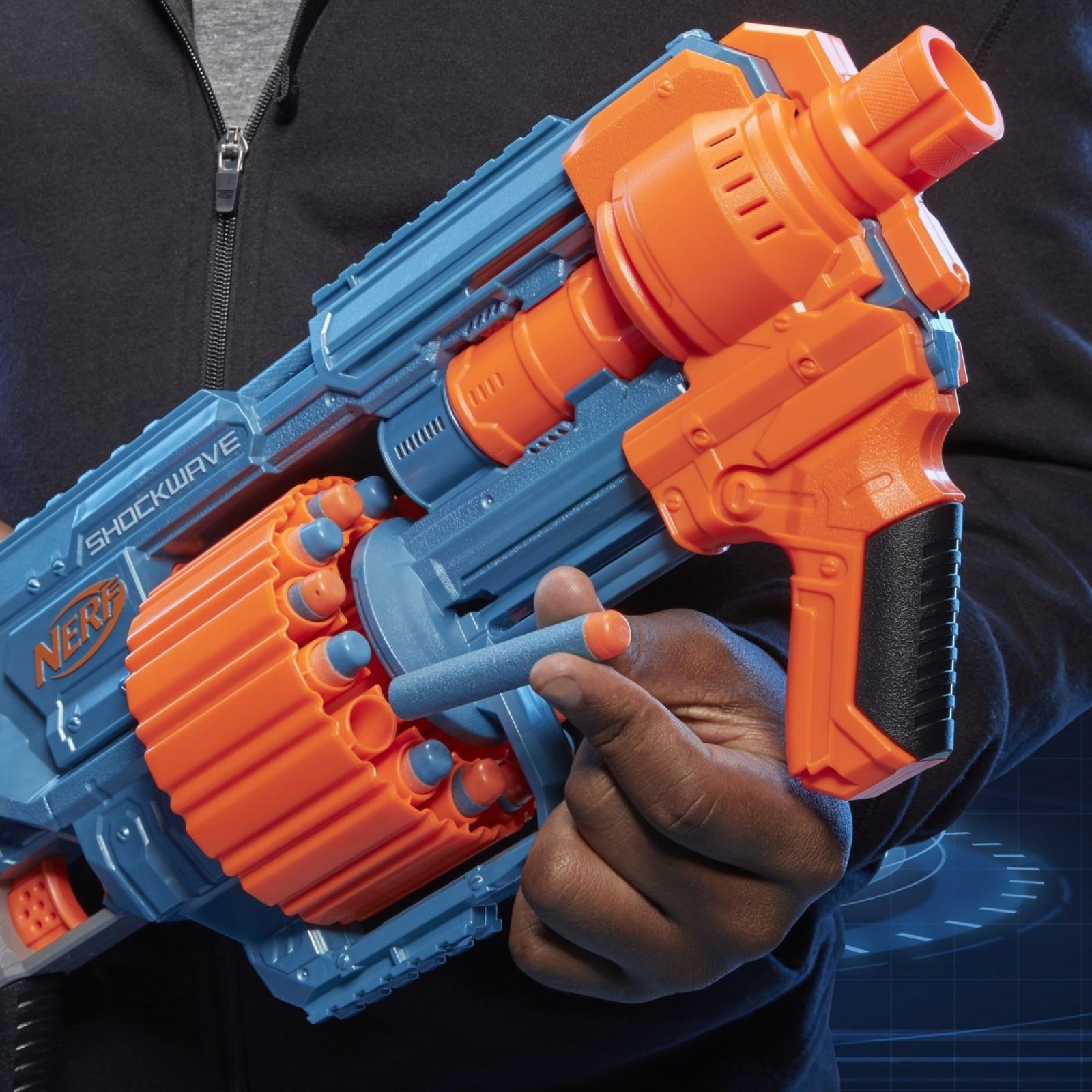 ハズブロ(HASBRO) ナーフ エリート2.0 ショックウェーブ RD-15 手動ブラスター 連射 対象年齢8才以上 公式エリートダーツ30本付属 ダーツ15本装填可能な回転式ドラム+タクティカルレール搭載 E9527 [15本:ショックウェーブ] [単品]