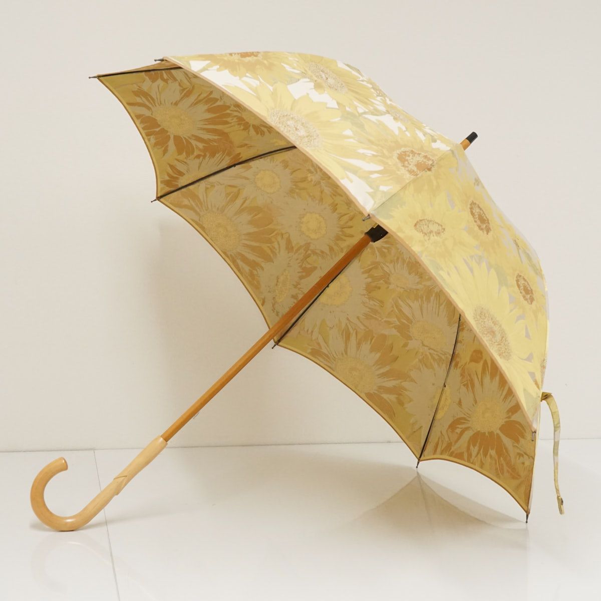 向日葵柄 晴雨兼用傘 55cm 甲州織 槇田商店 季節をより楽しめるレディース折りたたみ傘！晴雨兼用雨傘8本骨55cm