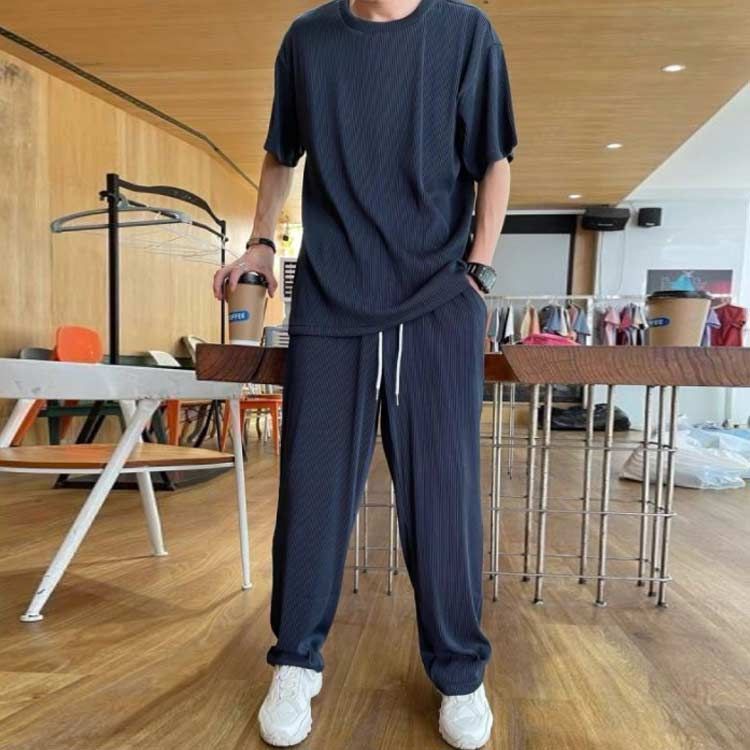 2点セット スウェット カジュアル 半袖 ロング上下セット