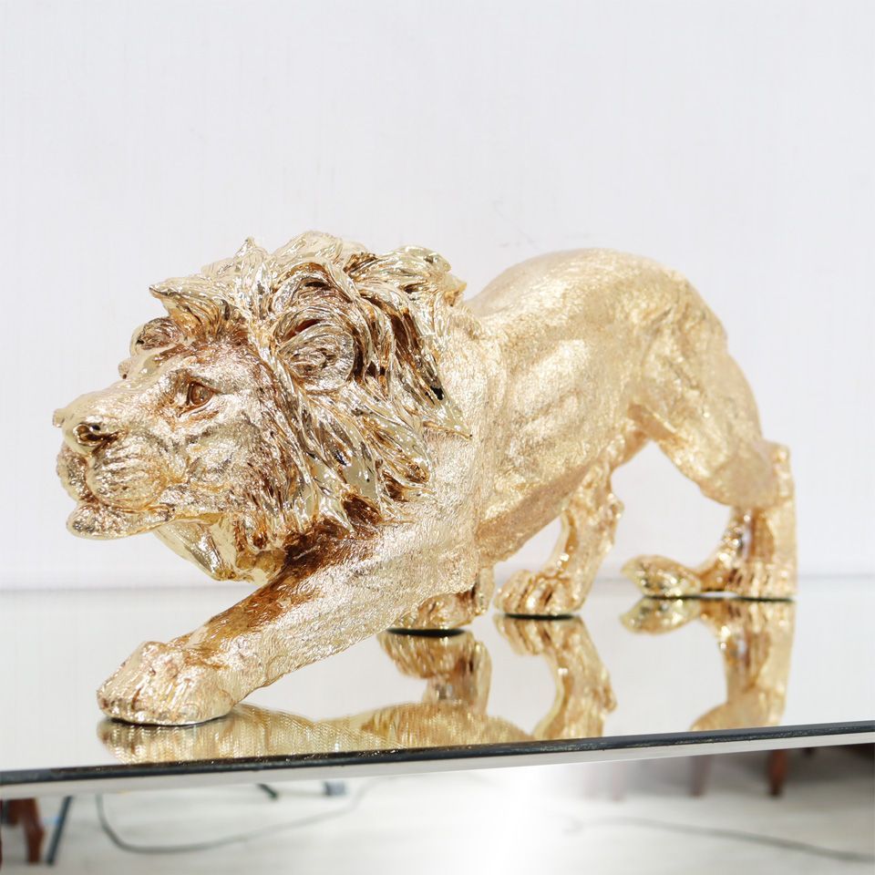 ライオンの置物 木彫 オブジェ - 彫刻・オブジェ
