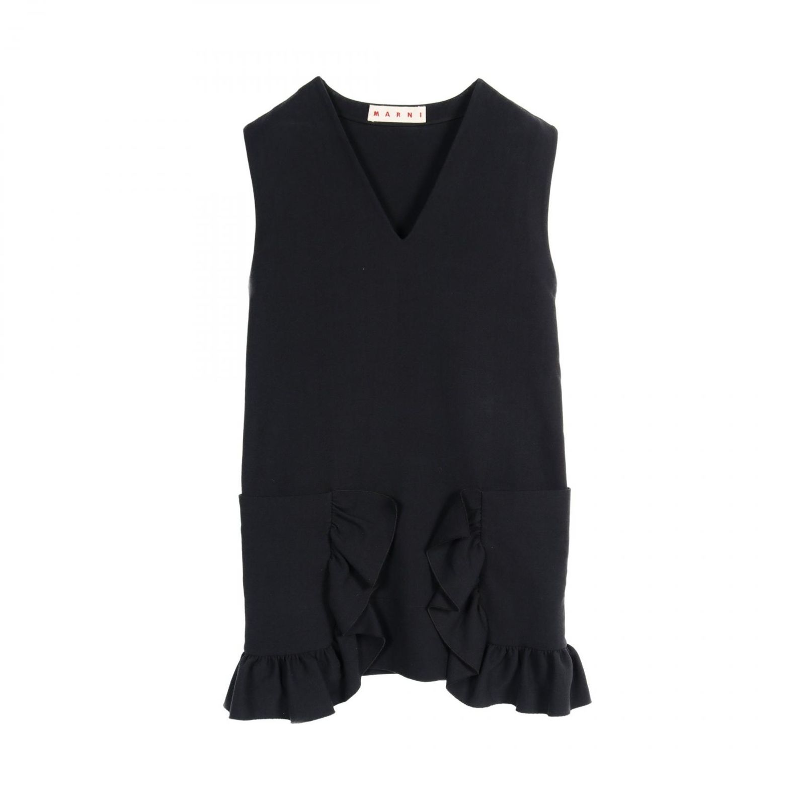 マルニ MARNI ワンピース コットン ワンピース Vネック ノースリーブ コットン ブラック レディース Used A