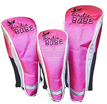 Birdie Babe Golf Club Head Covers Headcovers Set of 3 Pink