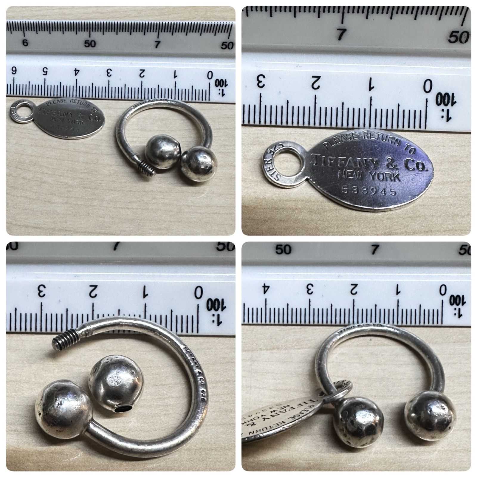 TIFFANY＆Co ティファニー SV925 キーホルダー キーリング 楕円形タグ 