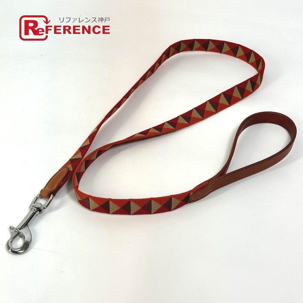 HERMES エルメス リード 犬用リード メドール スリム キャンバス|レザー ダーク アイリッシュ レッド