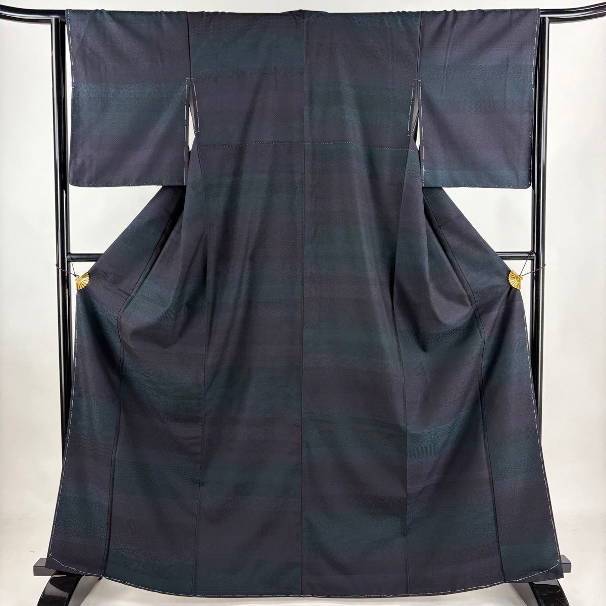 小紋 身丈157cm 裄丈68cm L 袷 見れれ 鳥獣戯画 濃紫 正絹 逸品 【中古  