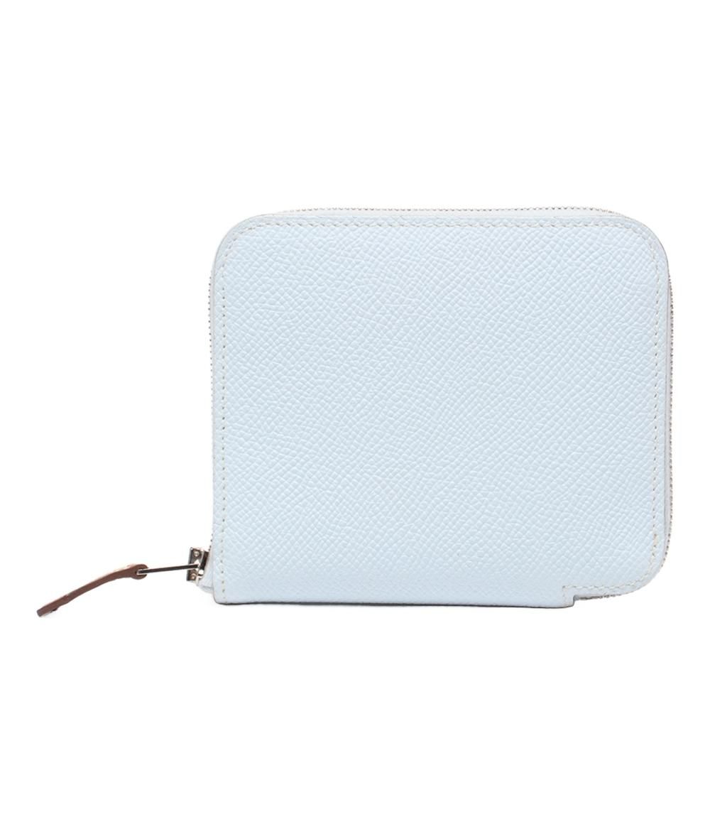 エルメス ラウンドファスナー財布 □D刻印 シルバー金具 アザップコンパクト シルクイン レディース HERMES