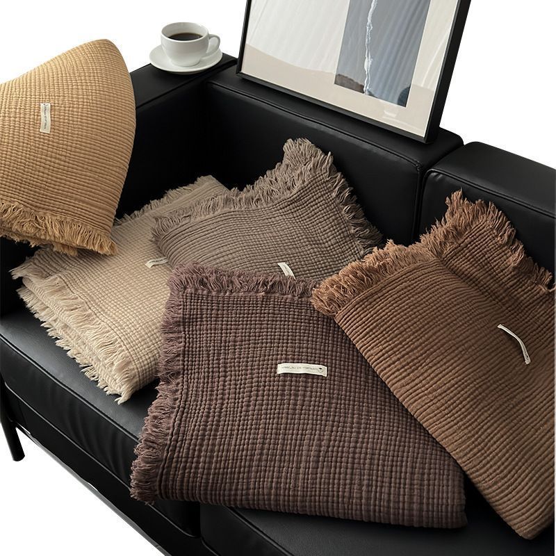 ビーチサンダルブランケット無添加シングル150x200cm大判4重ガーゼケットフリンジ付きやわらか北欧和風タオルケットマルチカバー