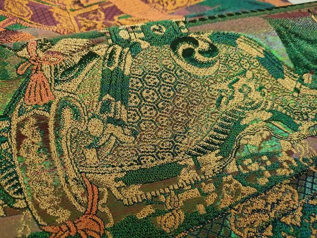 逸品!!絹 袋帯☆【佐波理綴】織の宝石・ダイヤモンドカット 切嵌 金銀 お太鼓柄 平和屋着物○極上 織の宝石・ダイヤモンドカット 佐波理綴 六通
