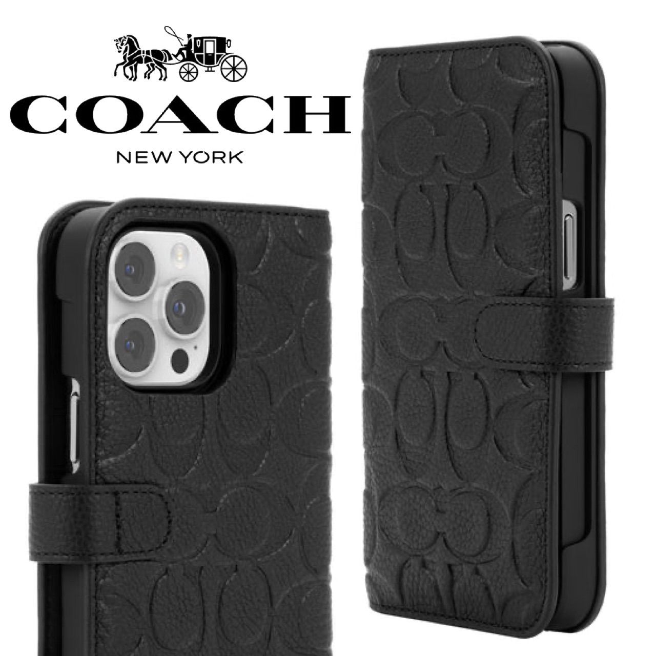 新品コーチ Coach 手帳型 iPhone14シリーズ ケース ペブル柄 - kent