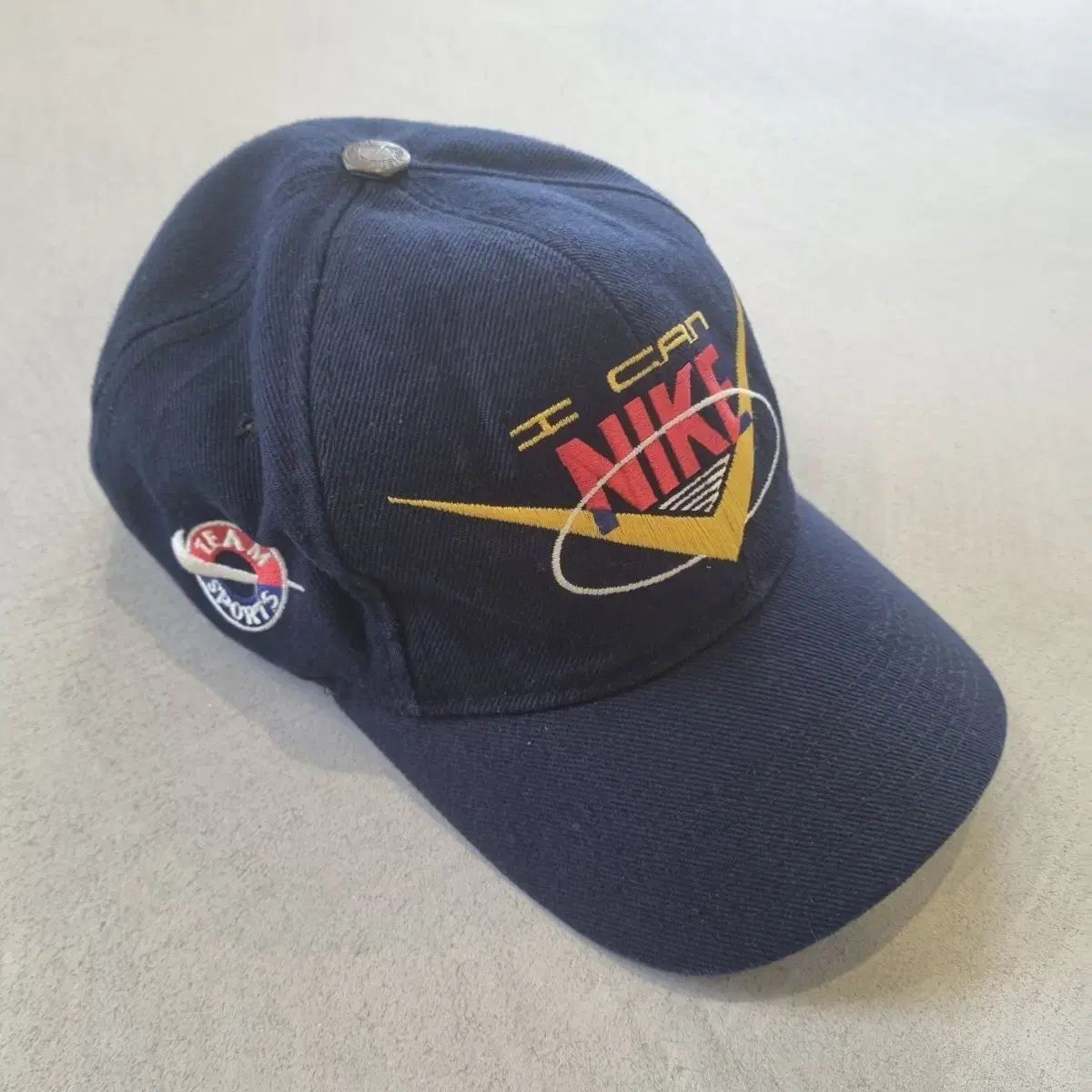 90s NIKE ナイキ I Can NIKE ヴィンテージ ボールキャップ ネイビー Free サイズ
