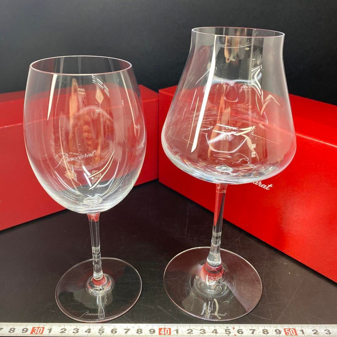 洋3バカラ シャトー ワイングラス等 2点 共箱 高さ22.1|19.8㎝