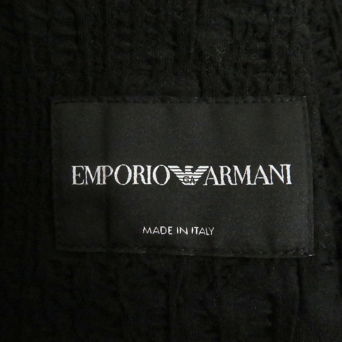 美品□2020年製 黒タグ EMPORIO ARMANI/エンポリオアルマーニ ワッシャー加工 シングルジャケット ブラック 46 イタリア製 正規品 メンズ