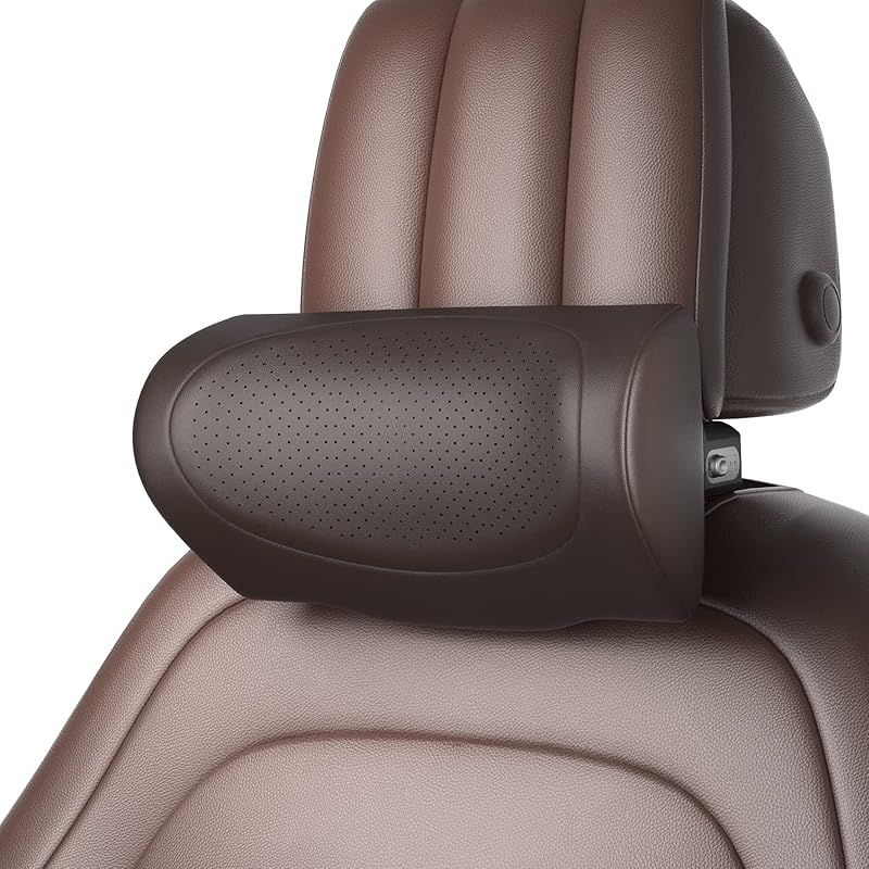 CANLER 車ヘッドレスト ネックパッド 車 首 クッション 調節 車用 ヘッドレスト 首枕 頚椎サポート 運転席 旅行 ドライブ ブラウン