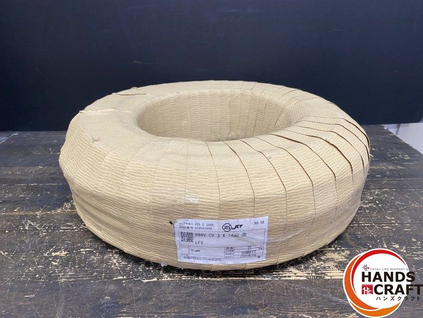 ● ♥品 住電 3×14mm2 CV線 CVケーブル 600V 黒 条長 50m 正味質量 27kg 3月製造