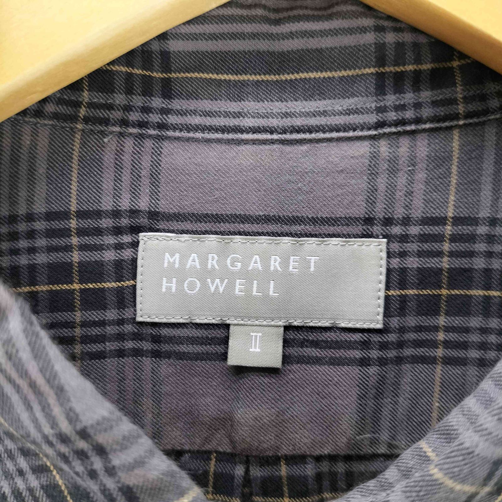 マーガレットハウエル チェックシャツ ダークグレー Sサイズ ◎極美品 マーガレットハウエル MARGARET HOWELL L/Sコットンチェック