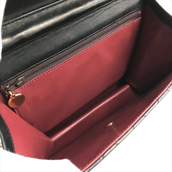 美品 CHANEL シャネル ココマーク プッシュロック ラムスキン チェーン  