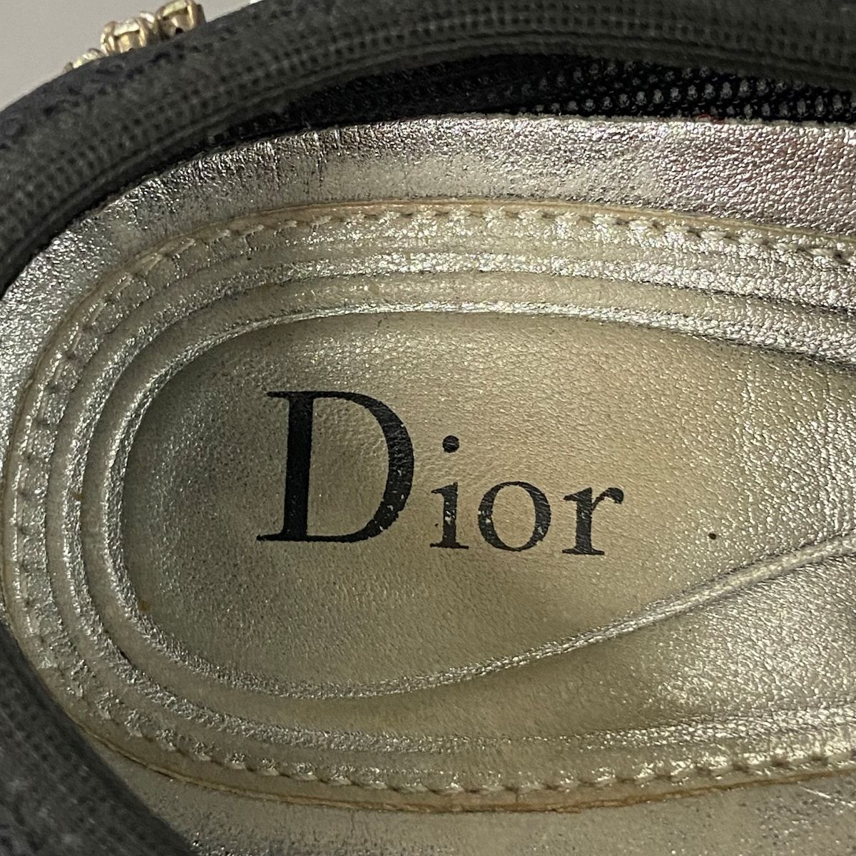 DIOR/ChristianDior(ディオール/クリスチャンディオール) スニーカー 34 1/2 レディース フュージョン 黒 ビジュー 化学繊維  - メルカリ