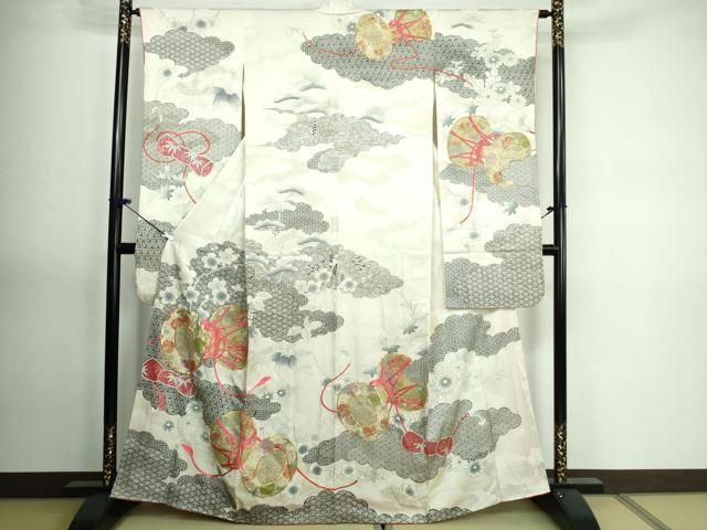 平和屋着物□豪華振袖 駒刺繍 鼓花文 金彩 正絹 逸品 DAAU1876xg