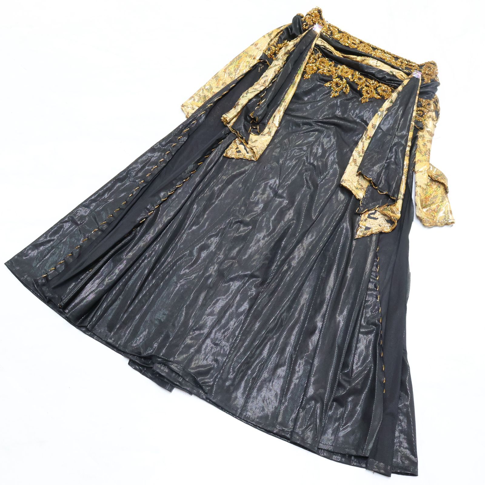 ベリーダンス用 オリエンタル衣装】ブラック×ゴールド ビーズ 豪華