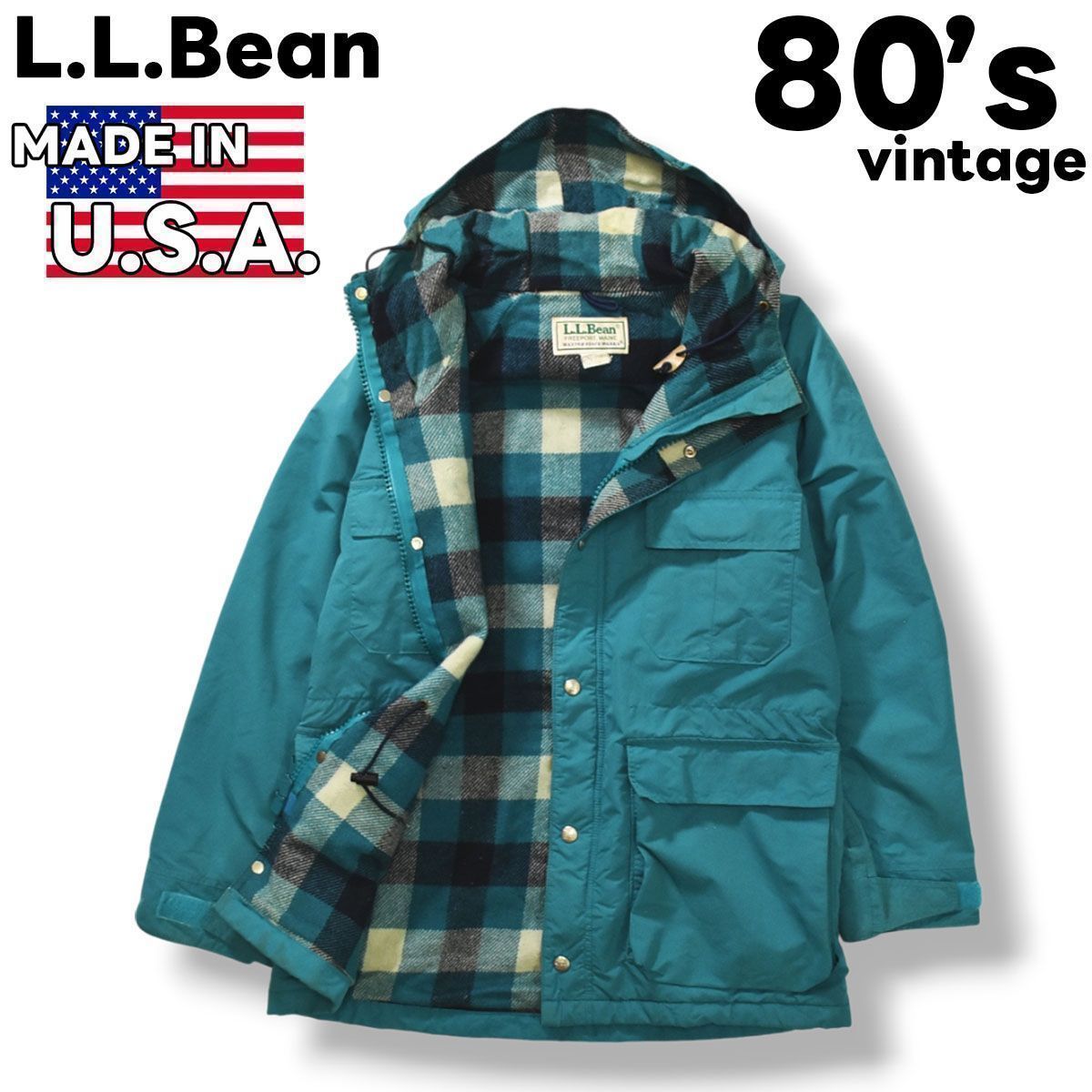 アウトドアの定番】 80s ヴィンテージ USA製 エルエルビーン L.L.Bean BAXTER STATE PARKA マウンテン パーカー  ブランケット S グリーン x チェック柄 メンズ - メルカリ