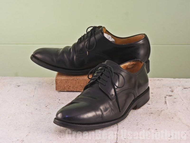 B747 イギリス製 Loake ビンテージ ビジネスシューズ プレーントゥ 黒 ブラック メンズ 8 26cm