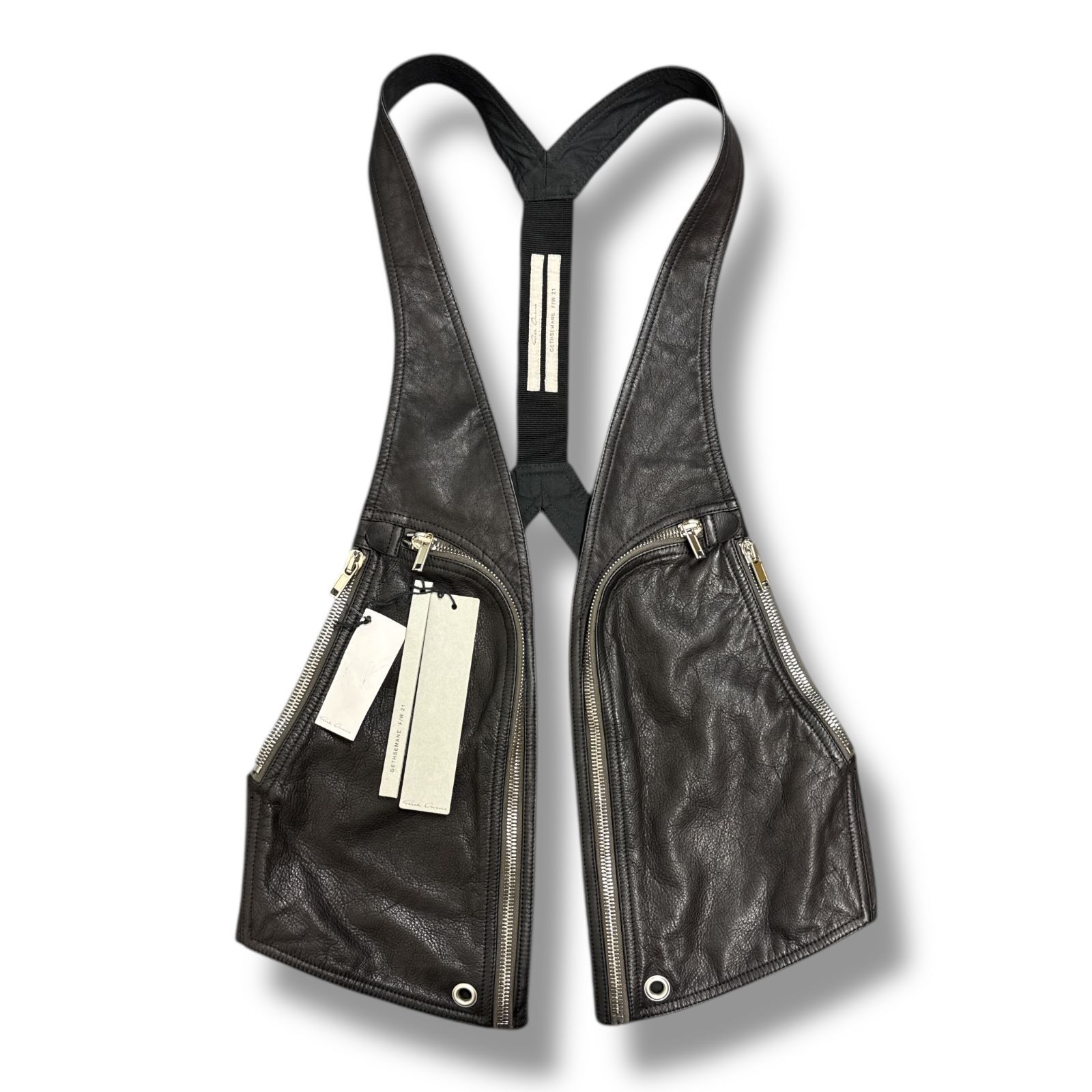 Rick Owens 21AW Coating Bauhaus Vest コーティングバウハウスベスト ジレ リックオウエンス RU02A5451-LCW ブラック 48 92349A7