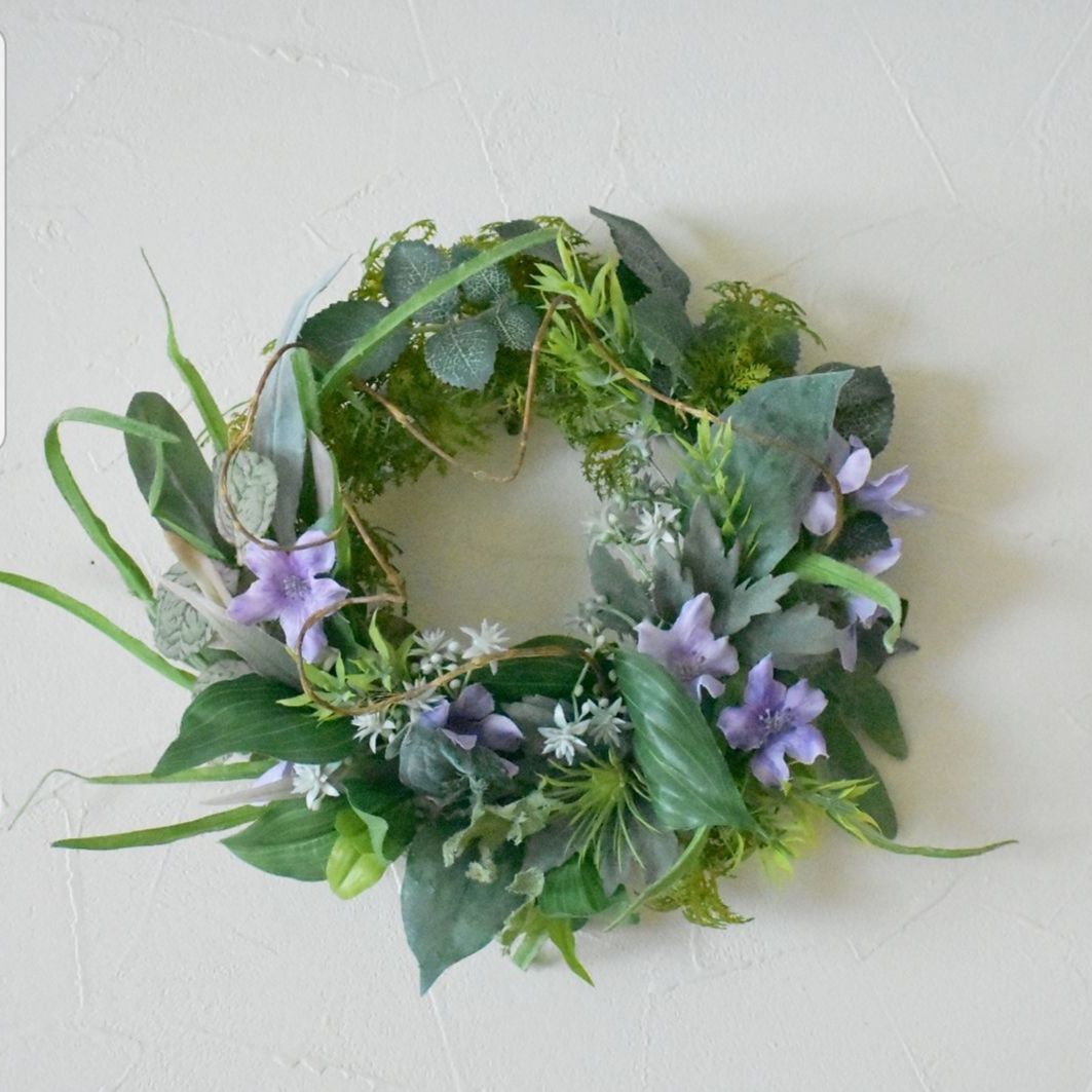 野草風の春リース☆古民家風☆和モダン☆直径30cm玄関ドアリース  