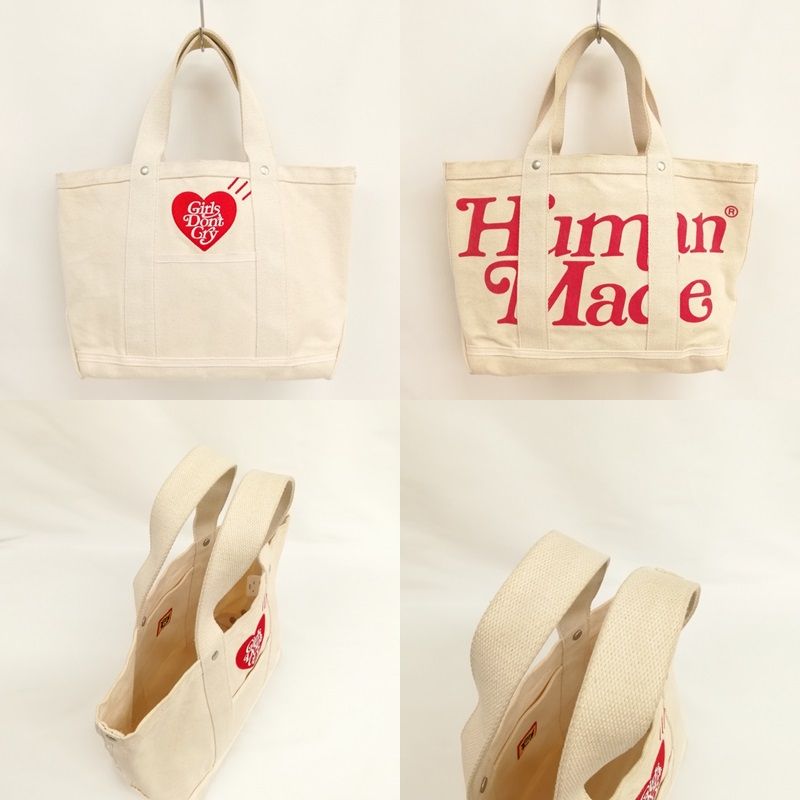 ヒューマンメイド HUMAN MADE 19SS Girls Don't Cry MINI TOTE BAG キャンバス トートバッグ ミニトート  オフホワイト 生成り