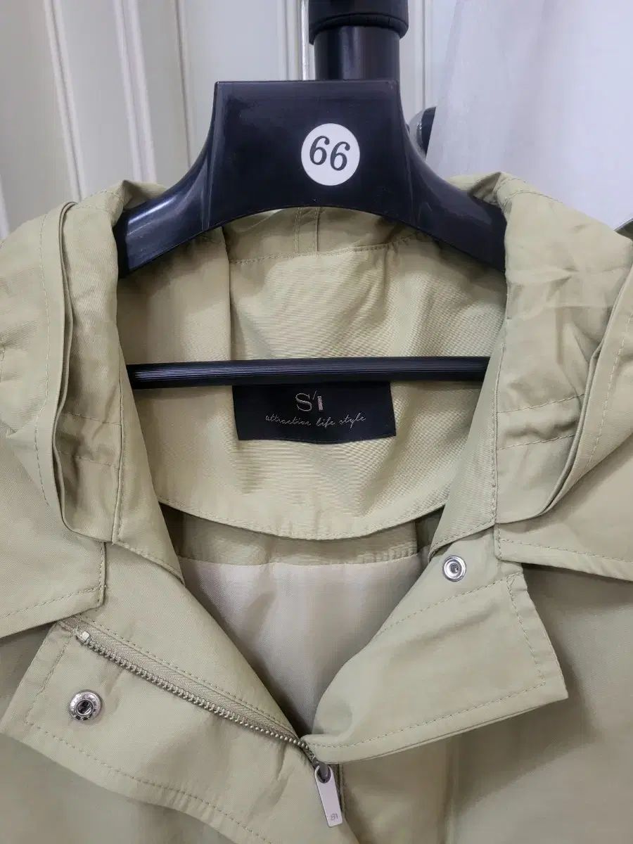 横糸 フード ロング トレンチ コート カーキ