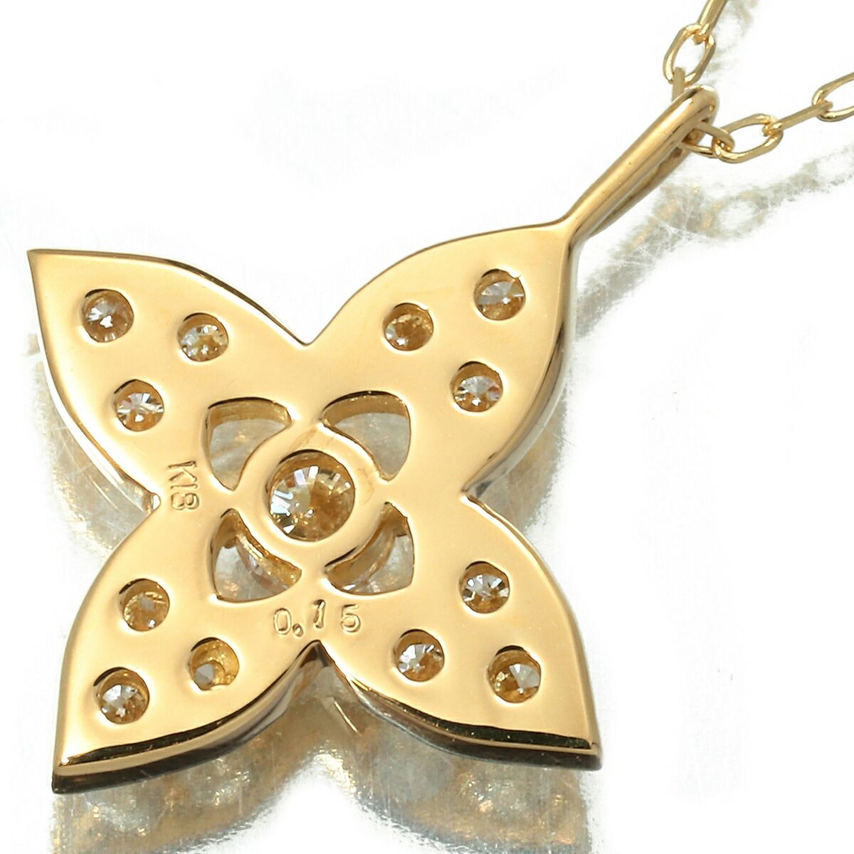 フラワーモチーフ ペンダントネックレス ダイヤモンド K18 中古  