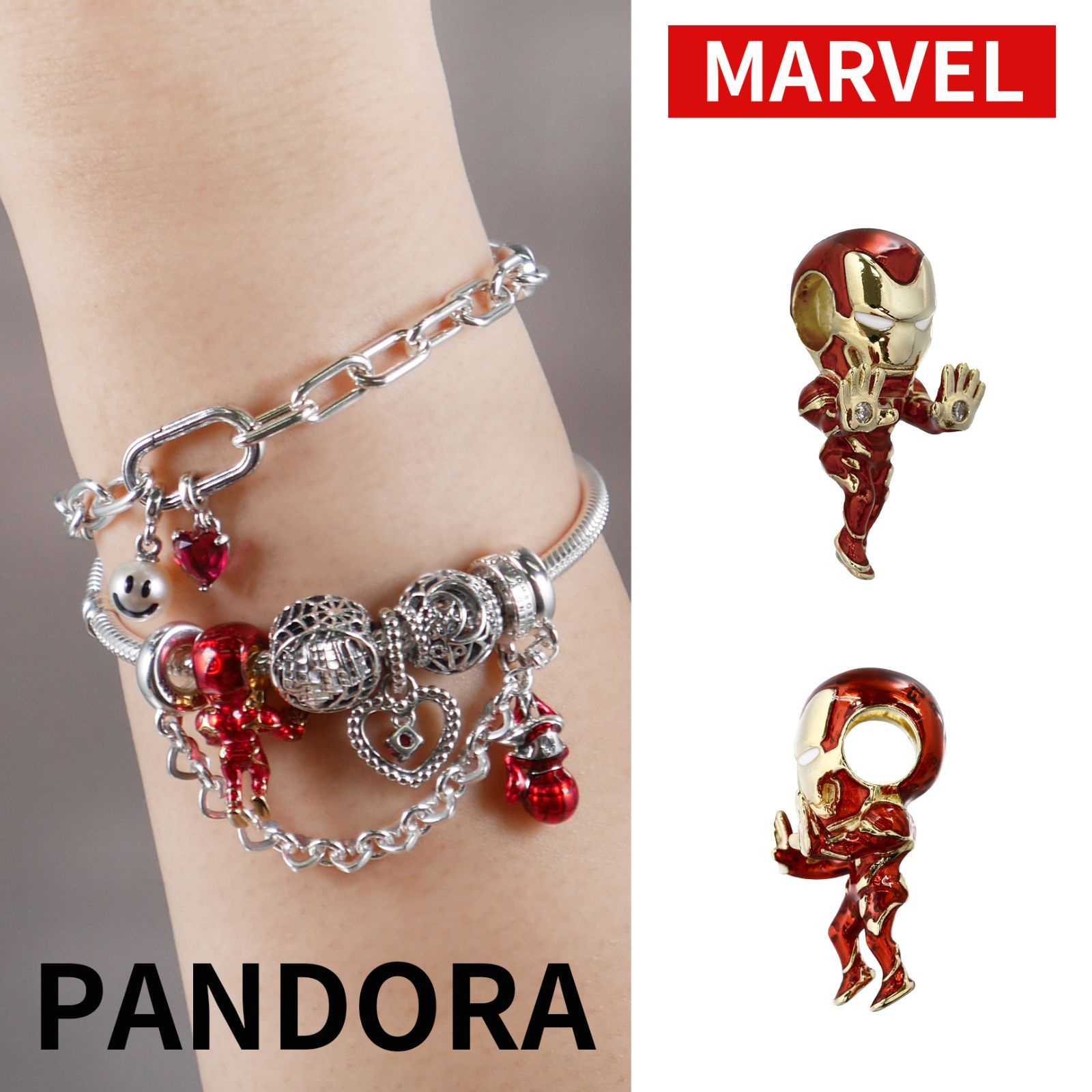 【新品・正規品】ボックス・ショッパー付 PANDORA(パンドラ) ★マーベル ザ アベンジャーズ アイアンマン チャーム★ カスタマイズアクセ ゴールド 14K ディズニー ブランド アクセサリー