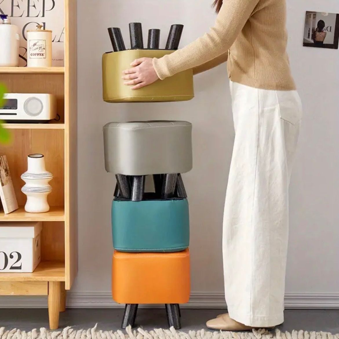 チェア 椅子 スツールスカンジナビアモダン 小さい 木製 スツール 木製 多用途フットレスト ソファスツール リビングルーム 寝室 ダイニング 玄関 オフィス用 子供部屋 キッズルーム キッズサイズ 子供用 防水 グレー グレー 耐摩耗性 MARWIL-DEMENAGEMENTS_CH